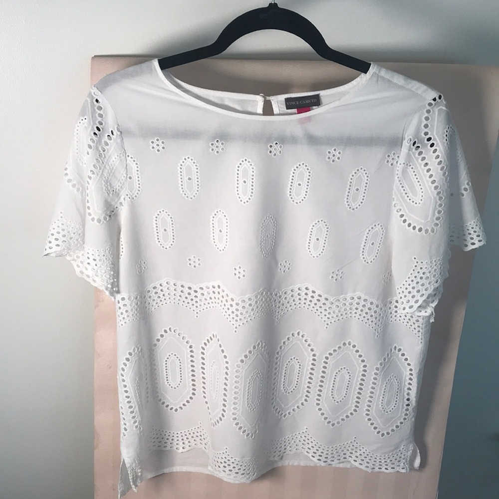 Vince Camuto- Scalloped Embroidered Shirt size M